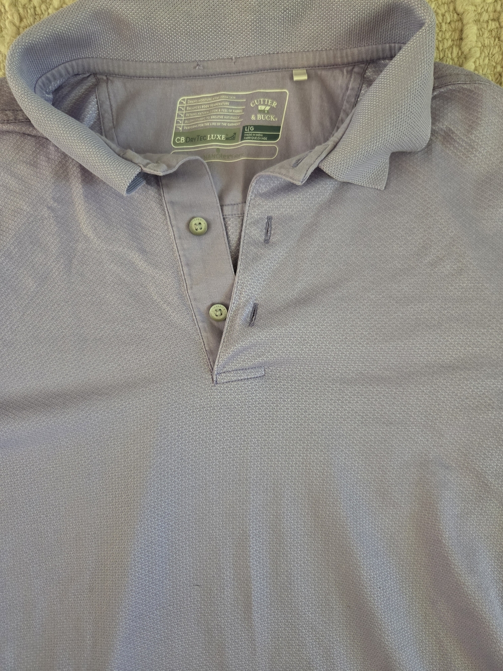 Cutter & Buck Lavender Textured Golf Polo, Men's L